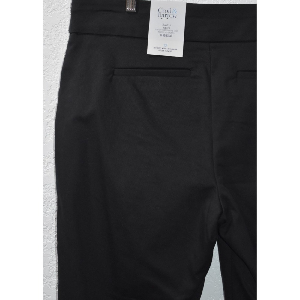 Croft Barrow Effortless Stretch Pants BLACK Pull-On Pockets Size 14 New w/tags - Picture 7 of 16